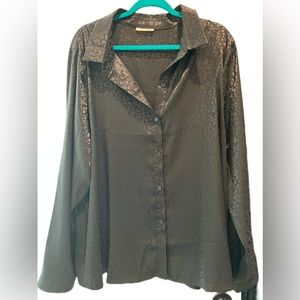 Shiny Black Leopard Blouse